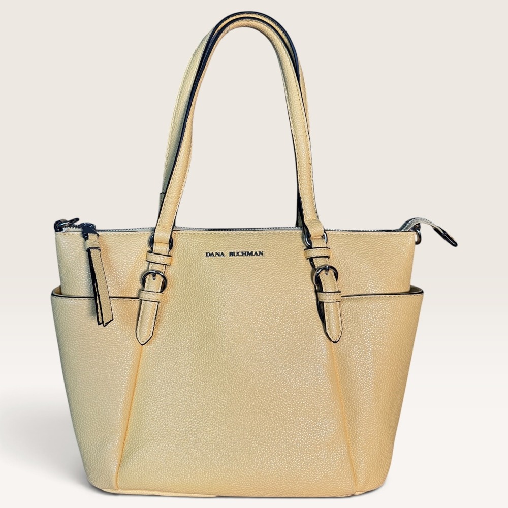 Dana Buchman Butter Yellow Faux Leather Tote Bag Shoulder Purse